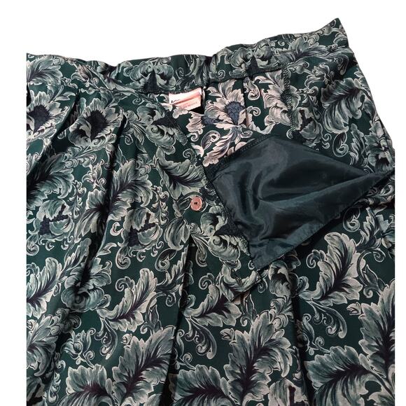 VINTAGE KORET Long Pleated Midi‎ Skirt XL Pockets Floral Boho Cottage Career - Picture 7 of 12